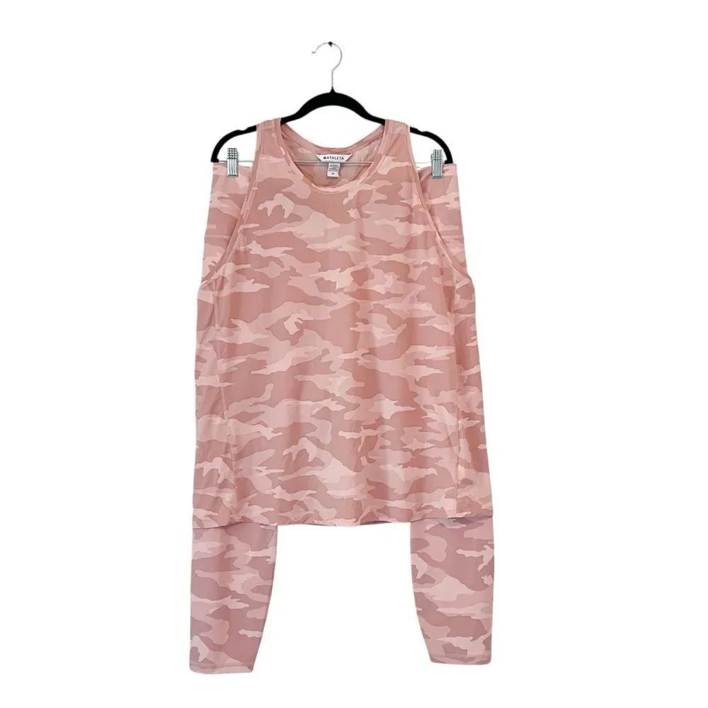 Athleta Elation Camo 7/8 Tight Leggings and Tank Top Set Plus Size 2X Pink